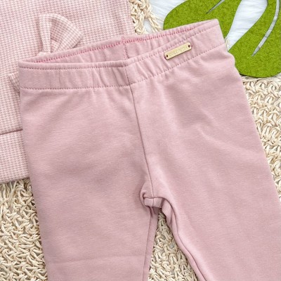 Conj. Blusa Manga Longa Pied-de-Poule Três Laços e Calça Legging - Rose